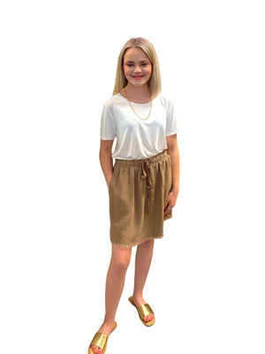 Skirt Around the Issue Linen Skirt, Latte