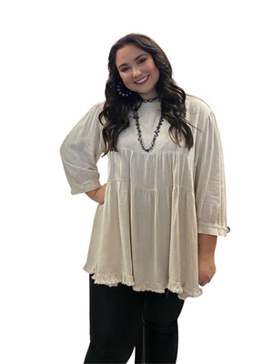 Curvy Forever Yours Linen Tunic, Oatmeal