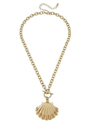 Scallop Shell TBar Charm Necklace, Lg
