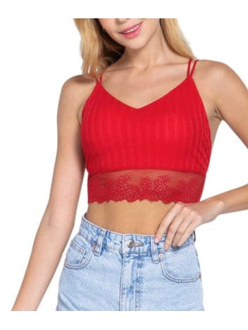 Sweetheart Lace Bralette, Red