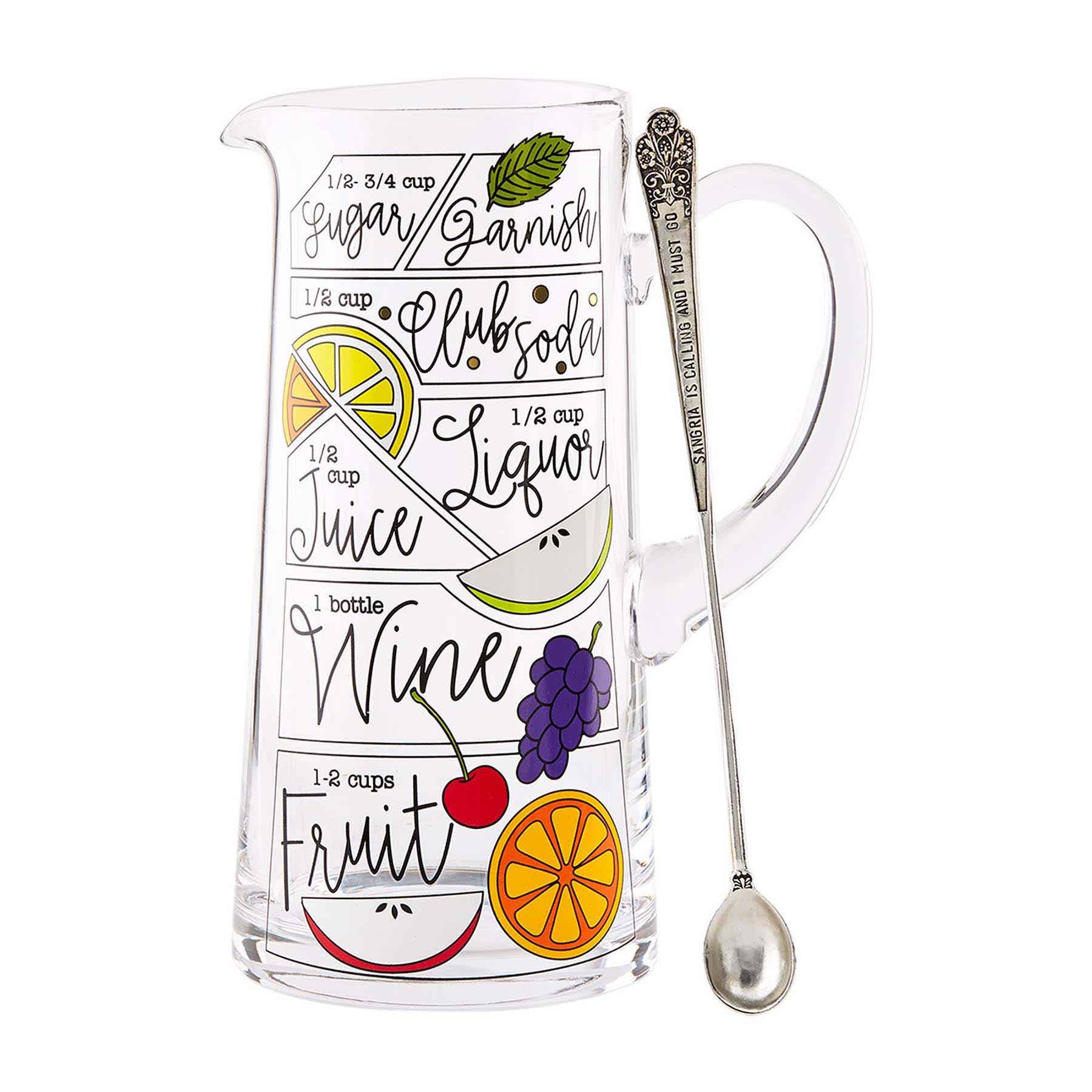 Sangria Recipe Glass Pitcher w/Spoon - LOCAL PICK UP ONLY