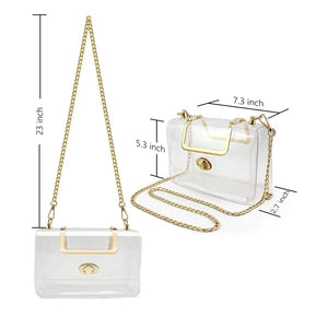 boutique shopping pensacola clear crossbody bags concert game day party travel gifts gold accent