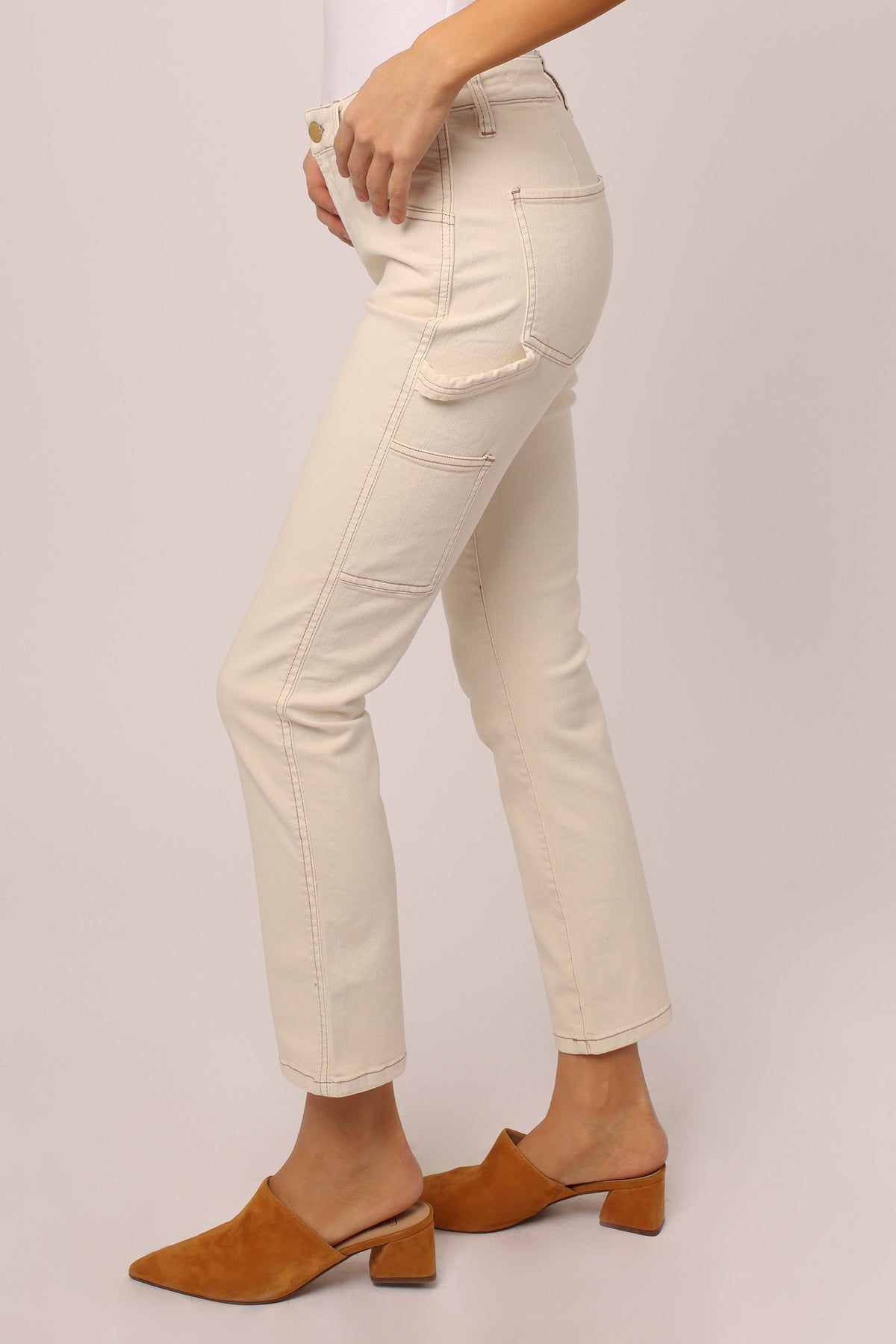 boutique shopping pensacola blaire ankle cargo straight pants wheat cream clothing pants