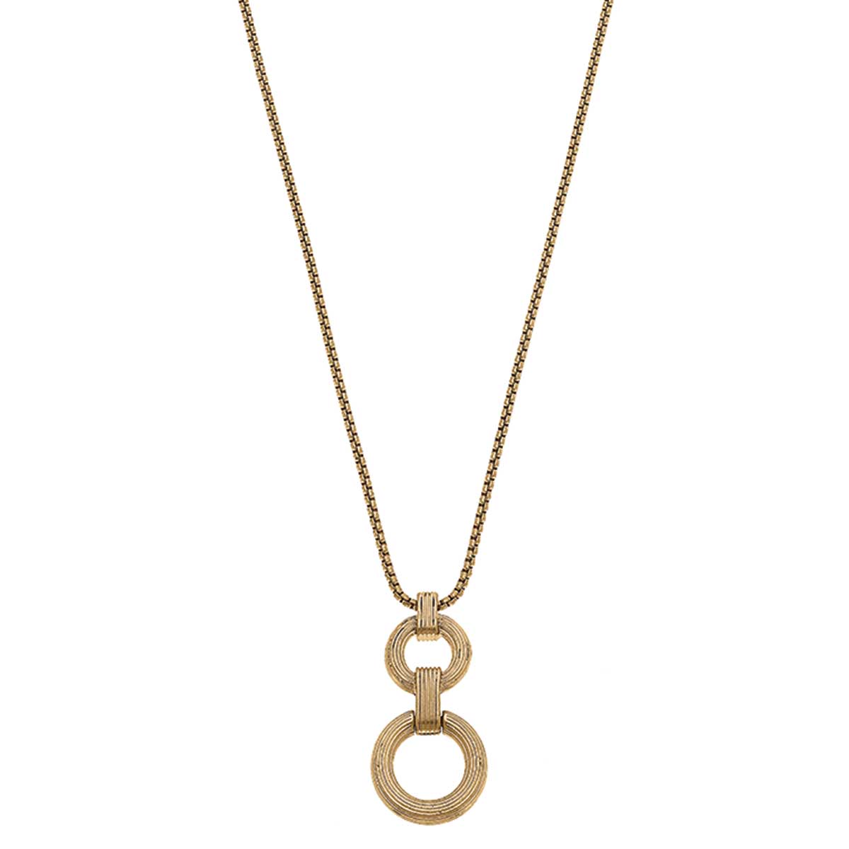 Catrine Ribbed Pendant Necklace, Worn Gold