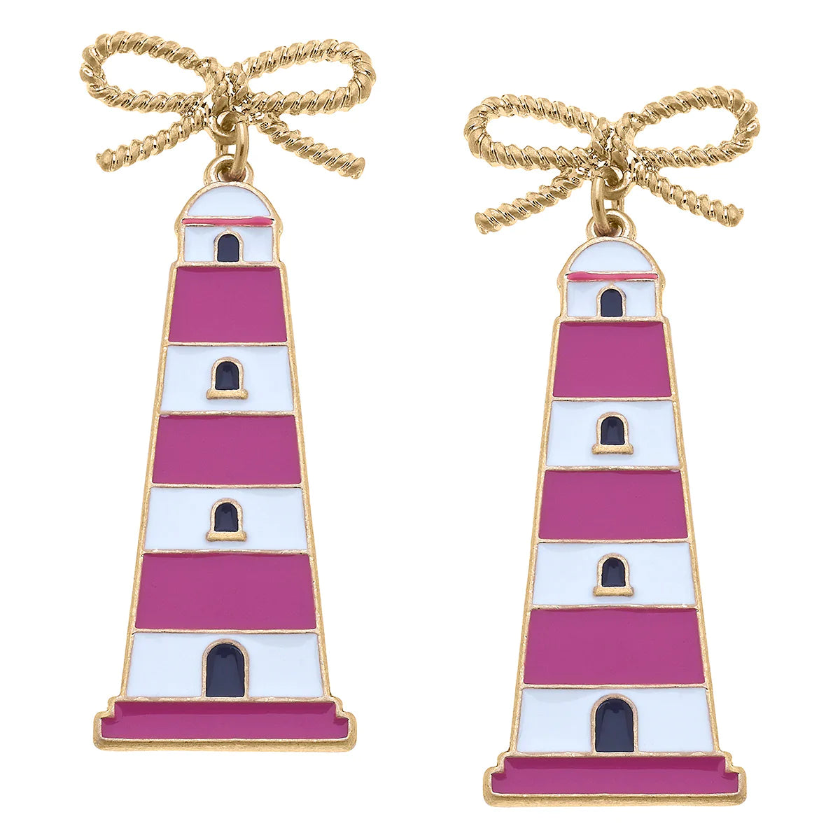 Luna Lighthouse Earrings,Pink/White