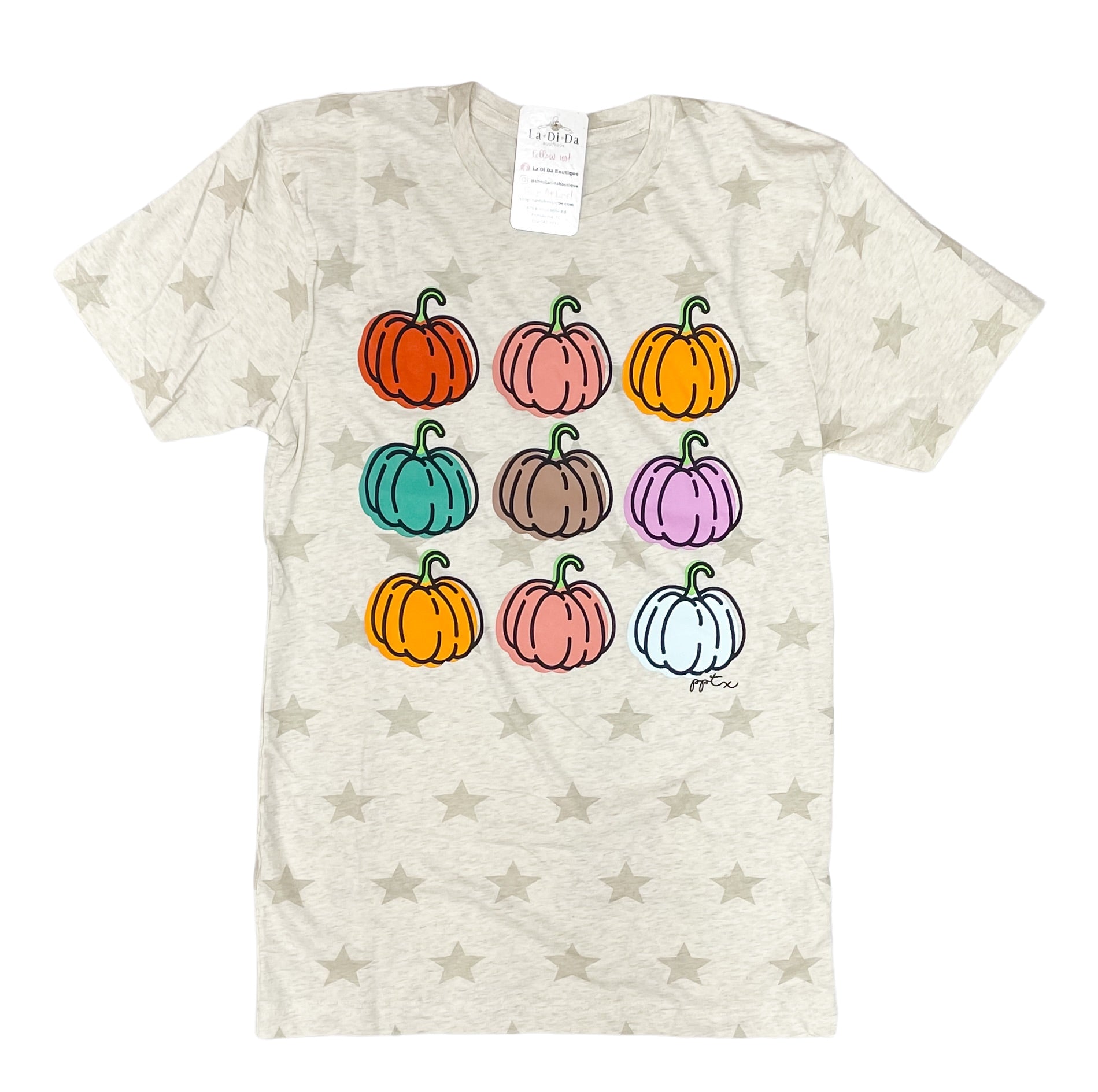 pensacola florida boutique shopping graphic tee fall pumpkins colorful stars 