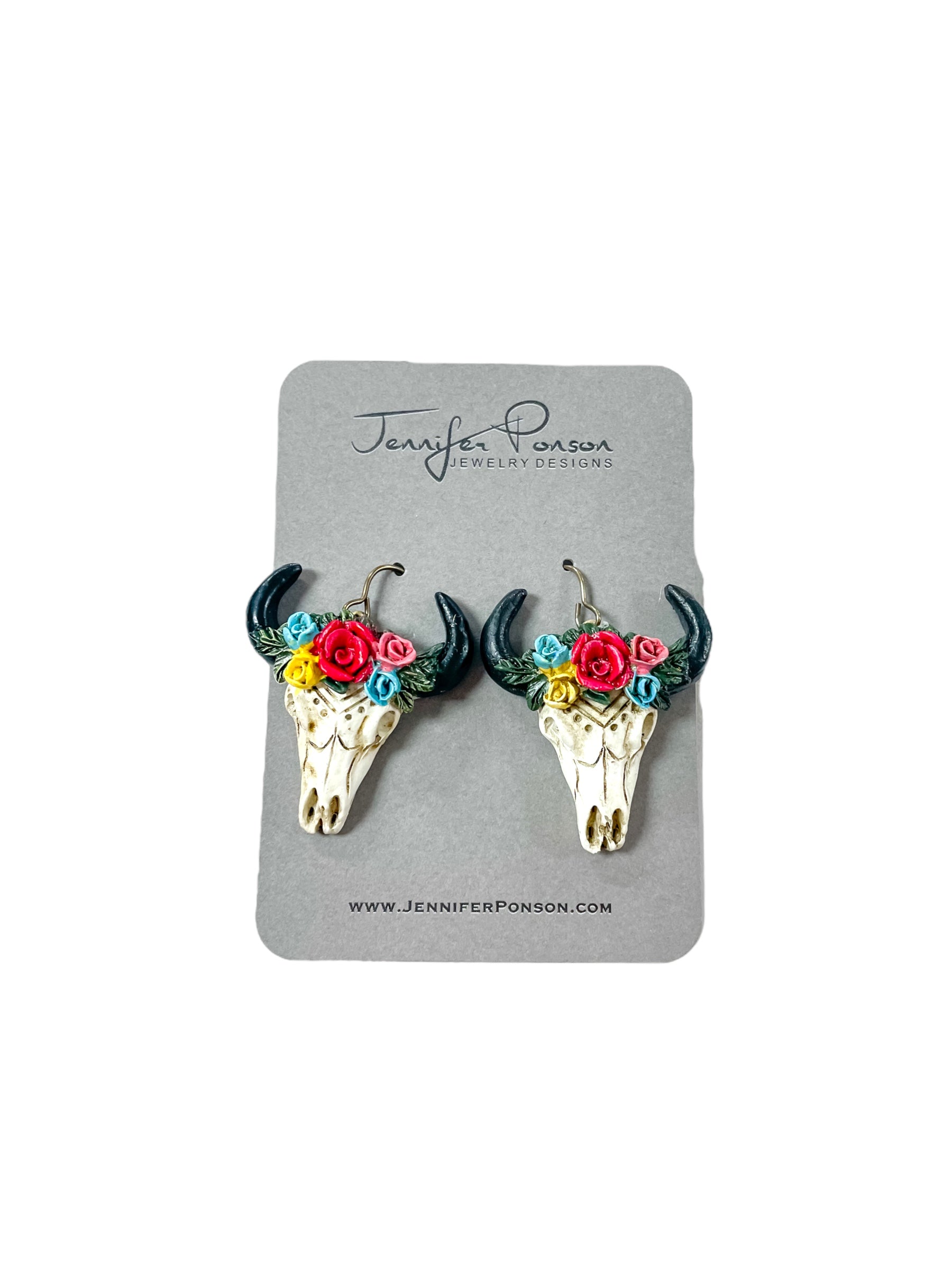 Floral Steer Earrings