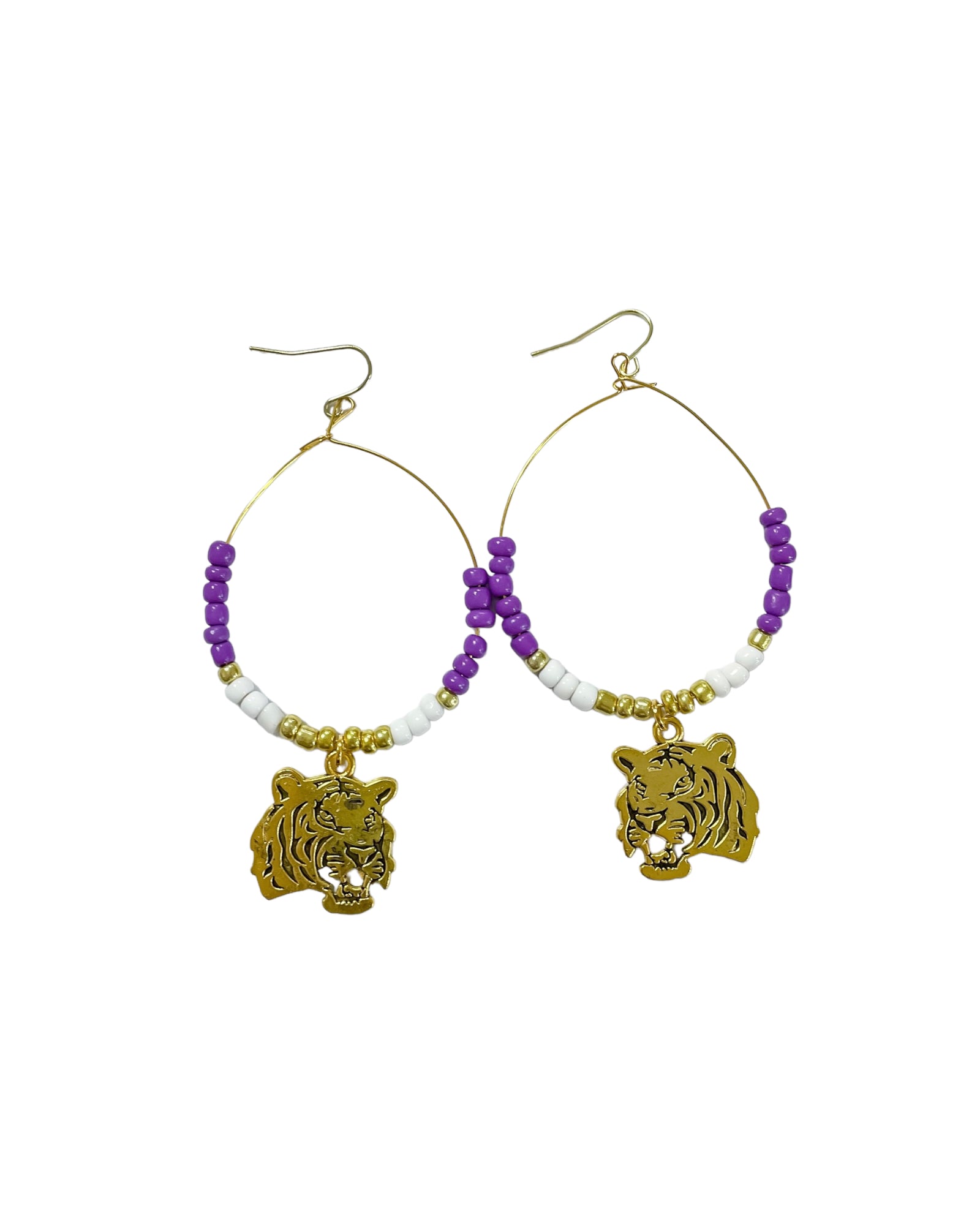 boutique shopping pensacola tailgate lsu louisiana tigers hoop earrings jewelry accessories beaded college football game day