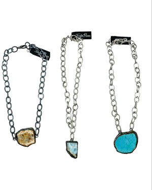 Rugged Gem Chain Necklaces