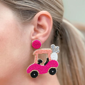 boutique shopping pensacola golf cart beaded earrings jewelry accessories dangle pink gifts