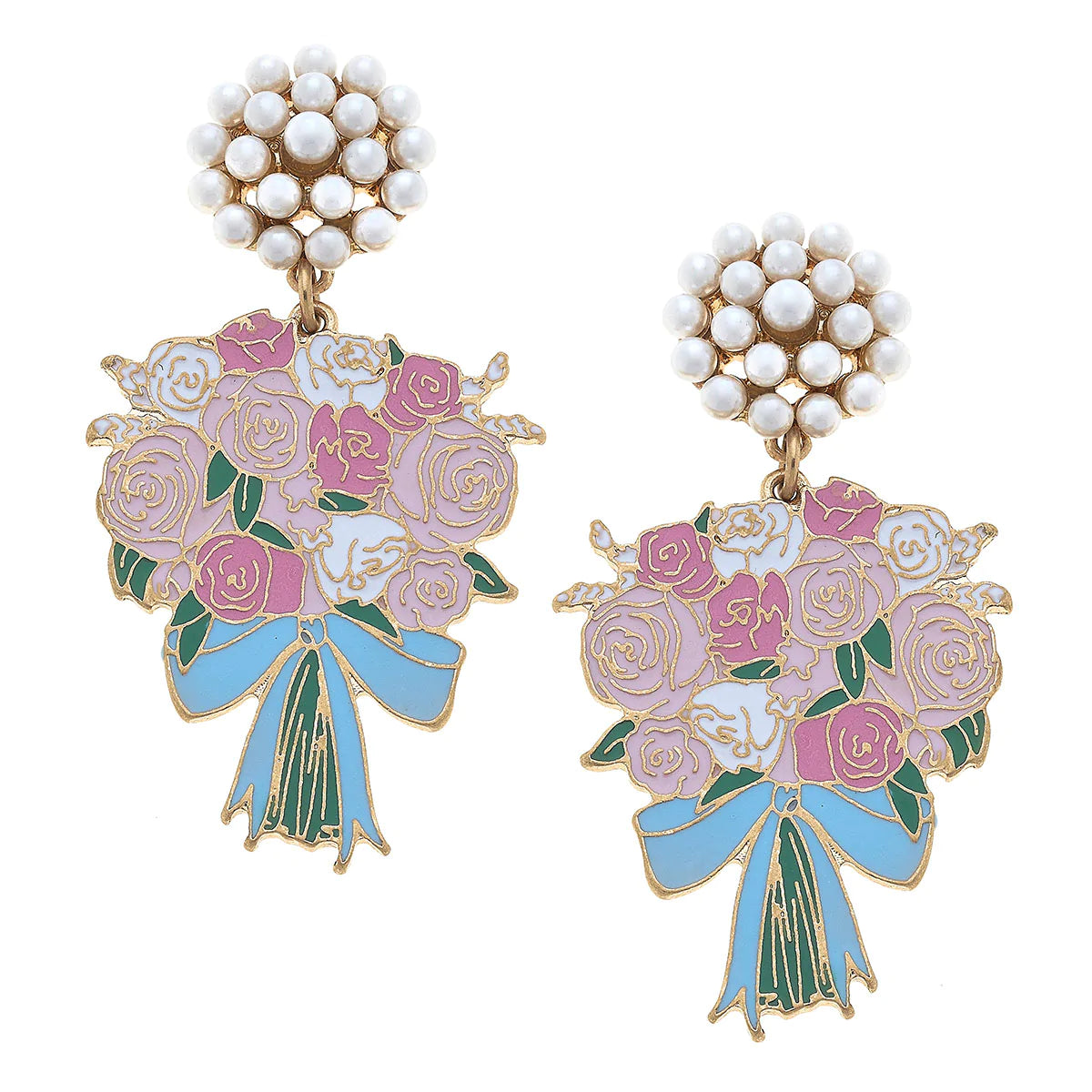 Laney Bridal Bouquet & Pearl Cluster Earrings