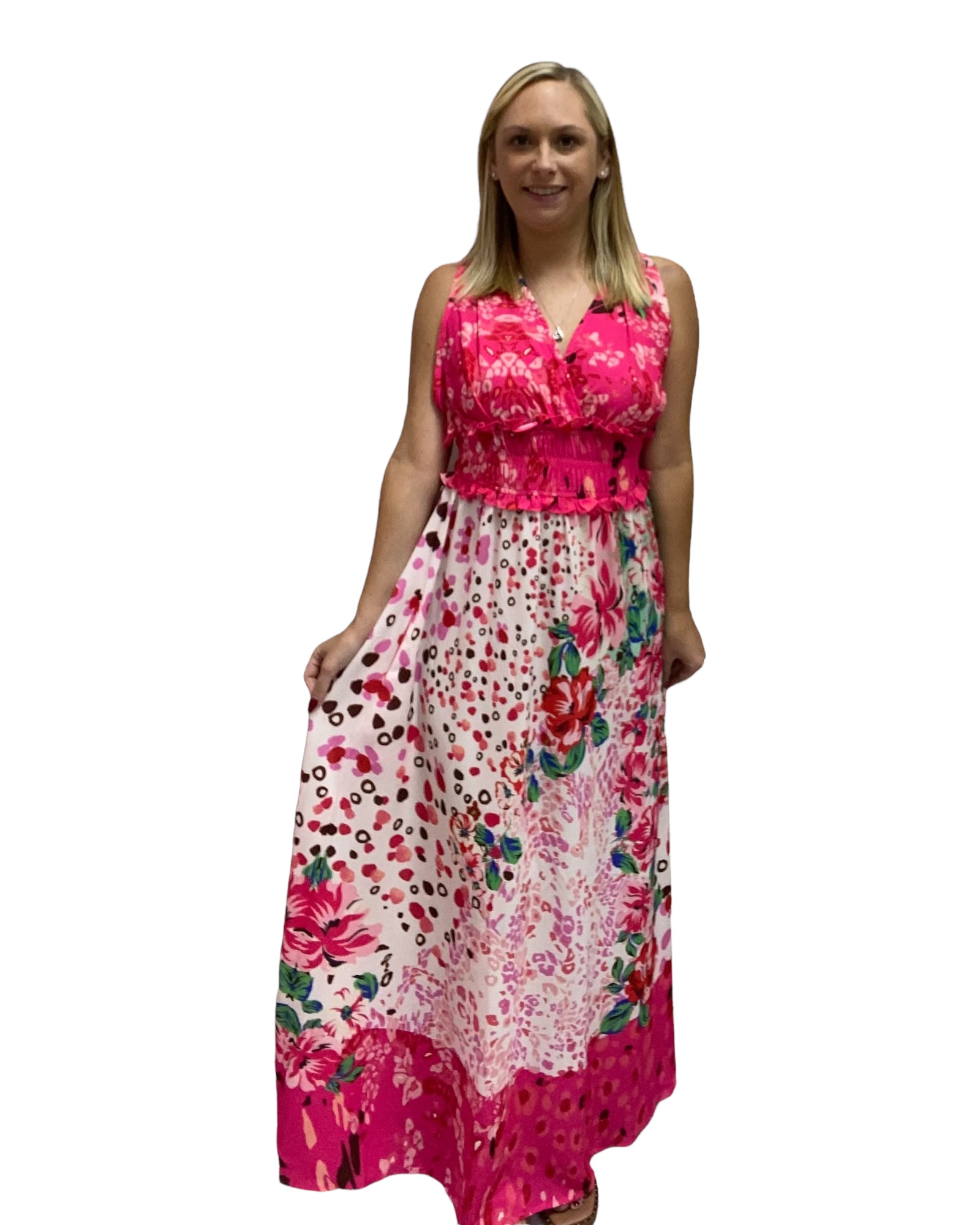 Summer Mixer Maxi Dress, Rose/Fuchsia