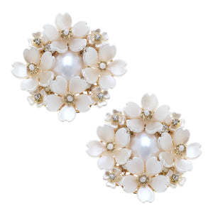 Nora Floral Pearl Cluster Stud Earrings
