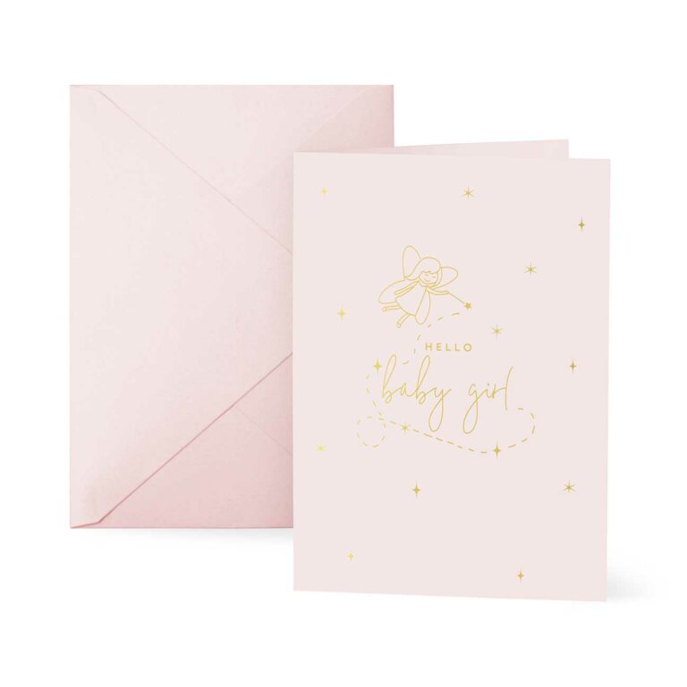 KL Gold Foil Greeting Card, Hello Little Girl