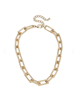 Lennox Chunky Rectangle Chain Worn Gold 22167