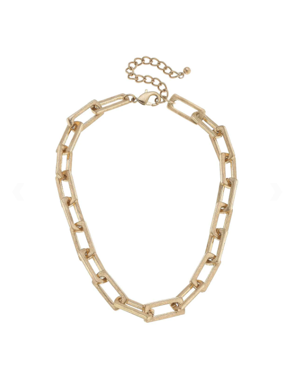 Lennox Chunky Rectangle Chain Worn Gold 22167 - La Di Da Boutique